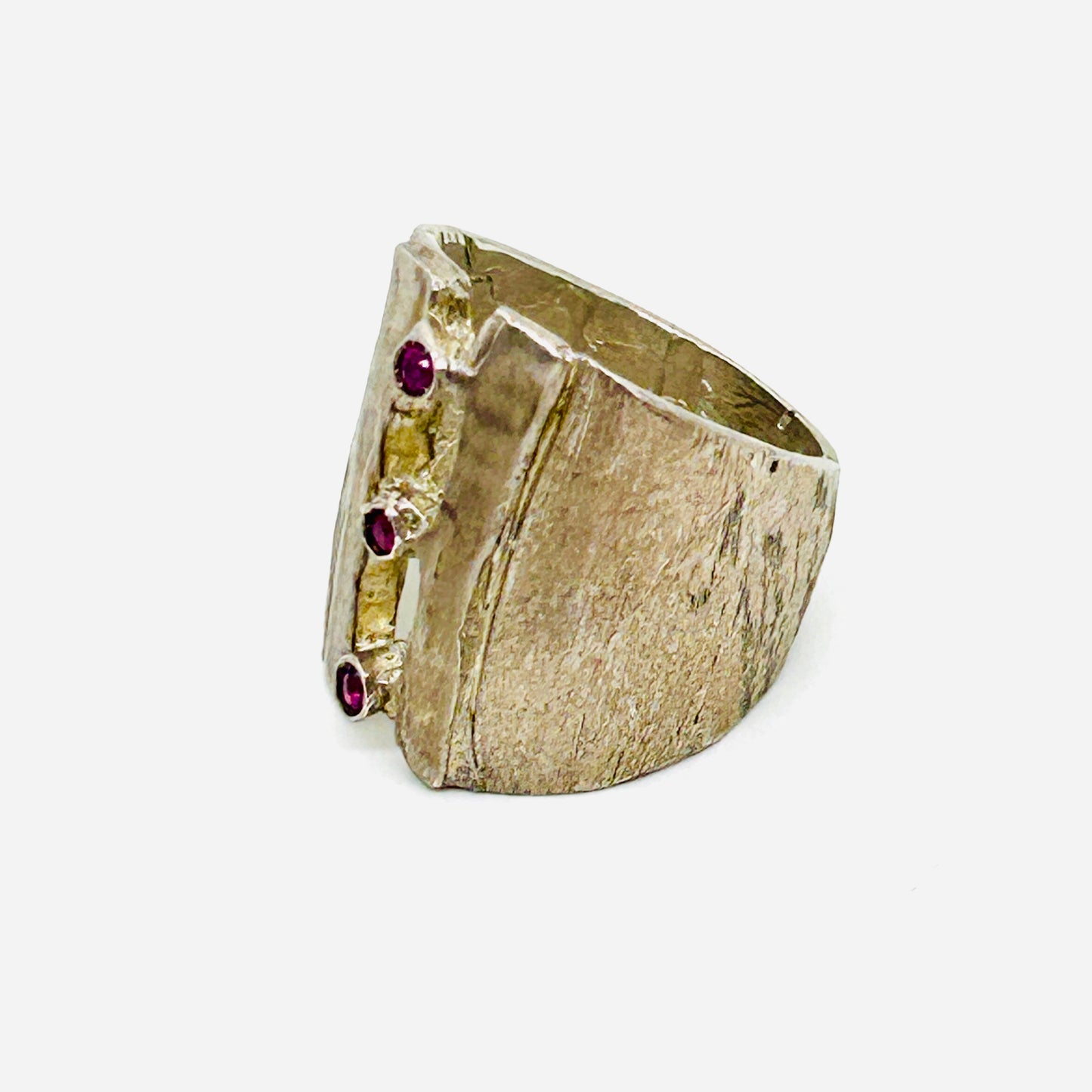 ANELLO EARTHQUAKE_BRONZO E RUBINI