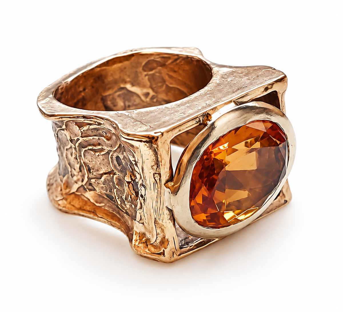 ANELLO WAVE CON QUARZO CITRINO ORANGE