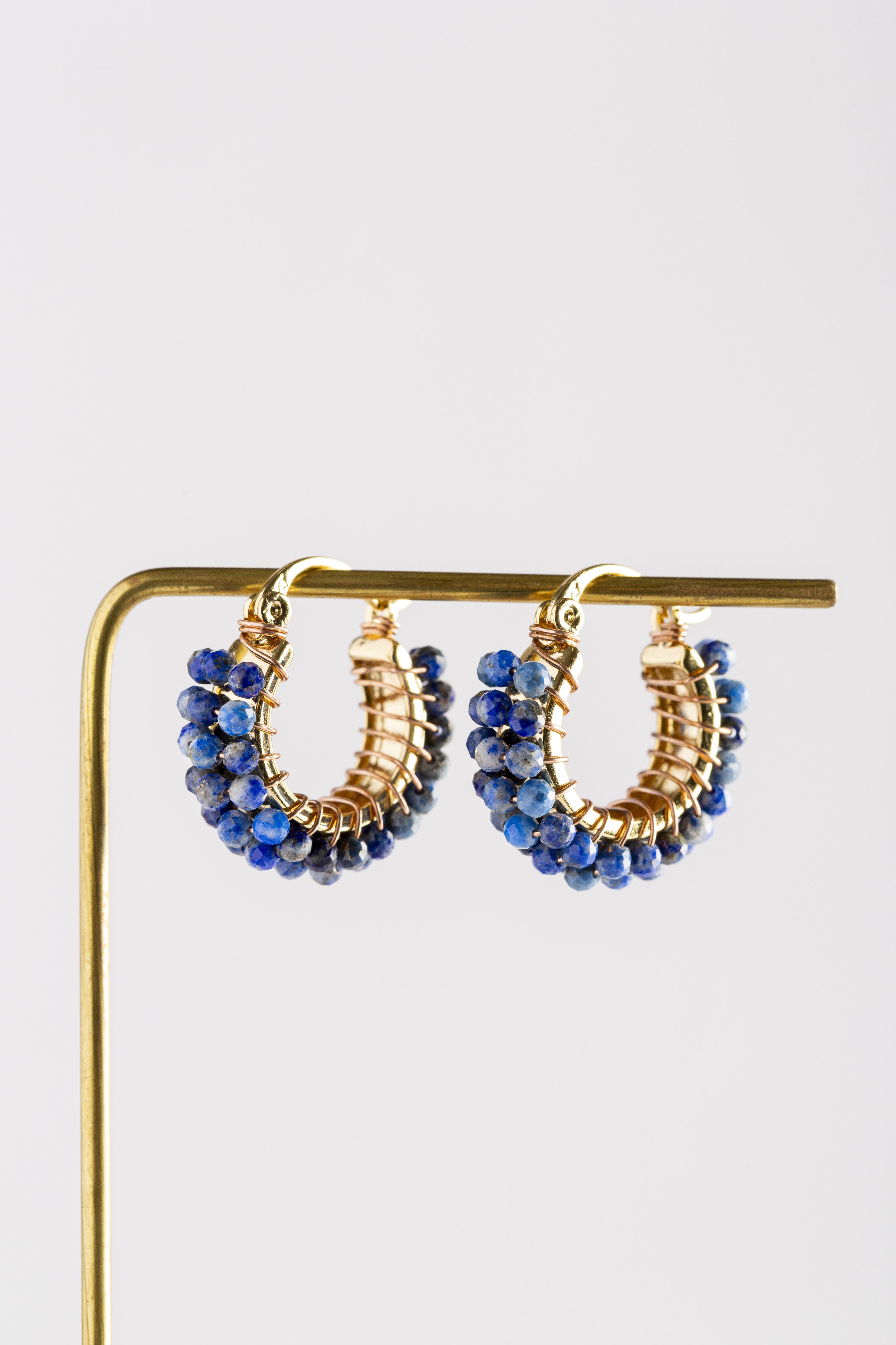 ORECCHINI DOUBLE CREOLA calcedonio blu mare