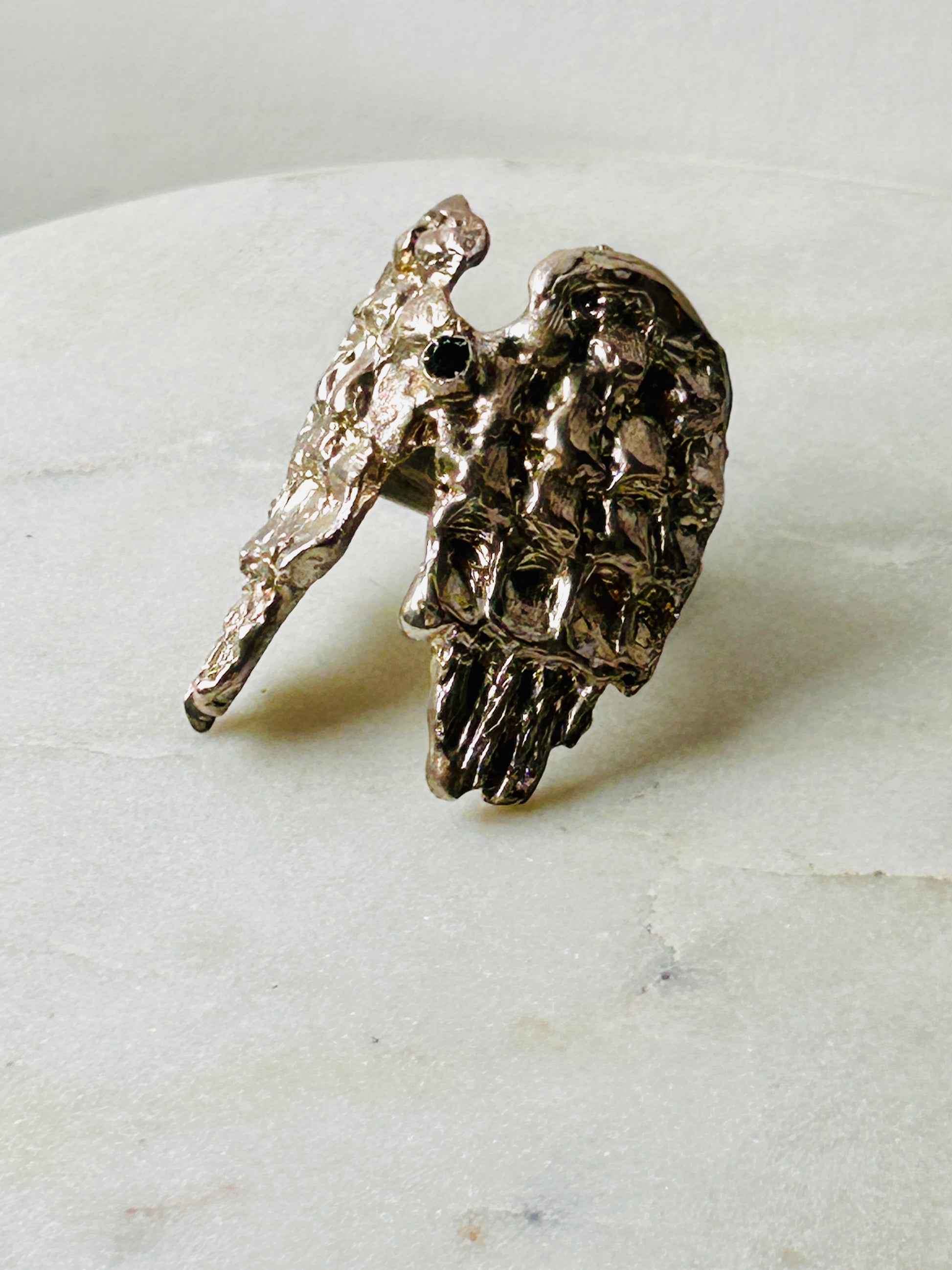 ANELLO ANGELS  ARGENTO E DIAMANTINO NERO