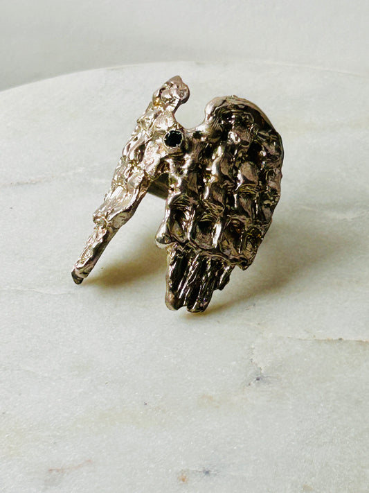 ANELLO ANGELS  ARGENTO E DIAMANTINO NERO