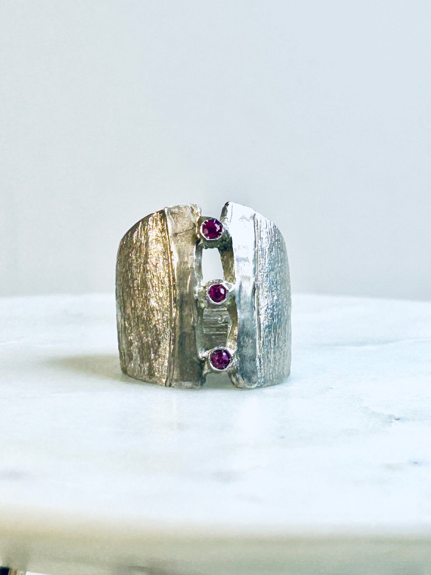 ANELLO EARTHQUAKE ARGENTO-RUBINI