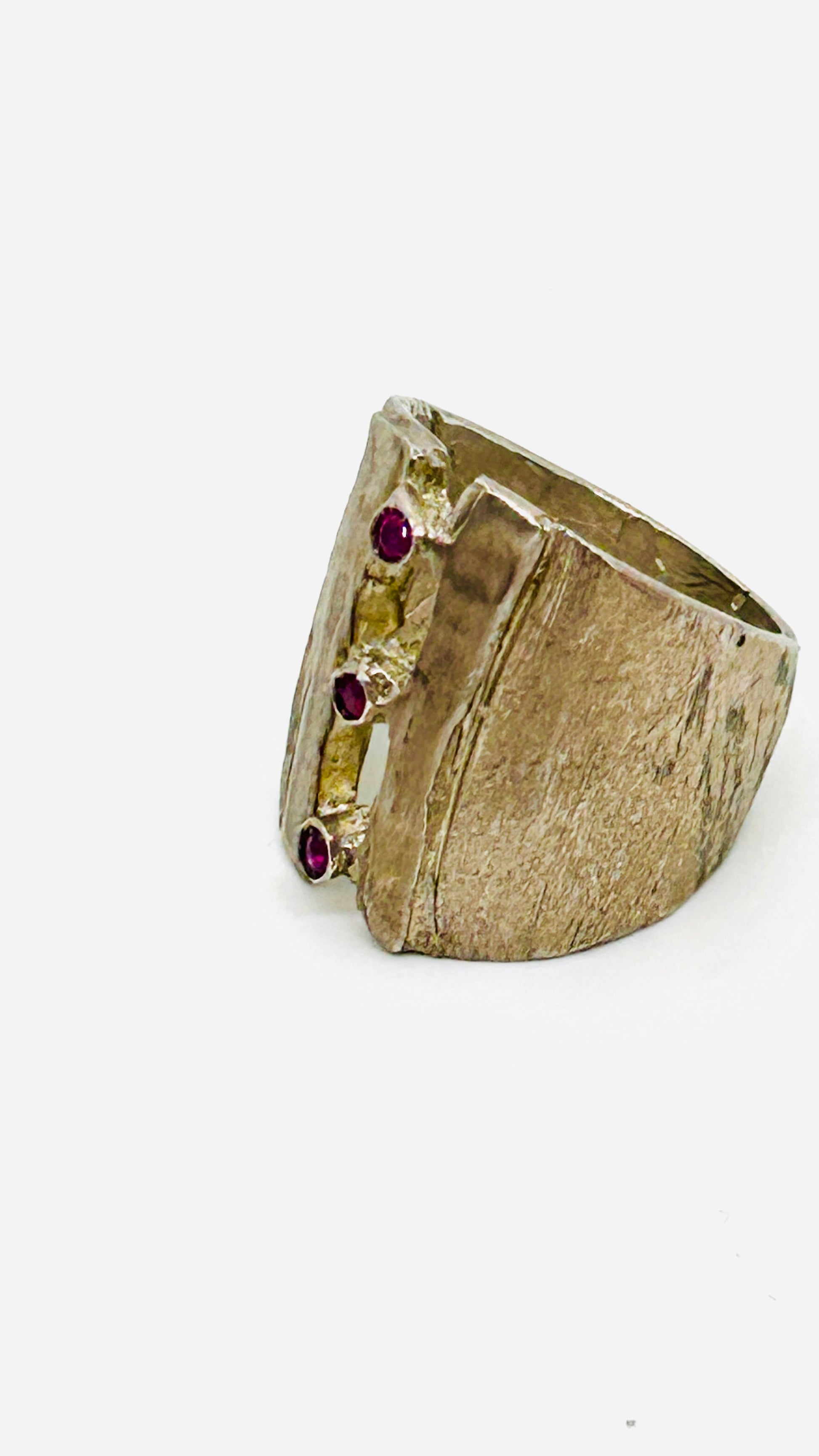 ANELLO EARTHQUAKE A FASCIA BRONZO E RUBINI