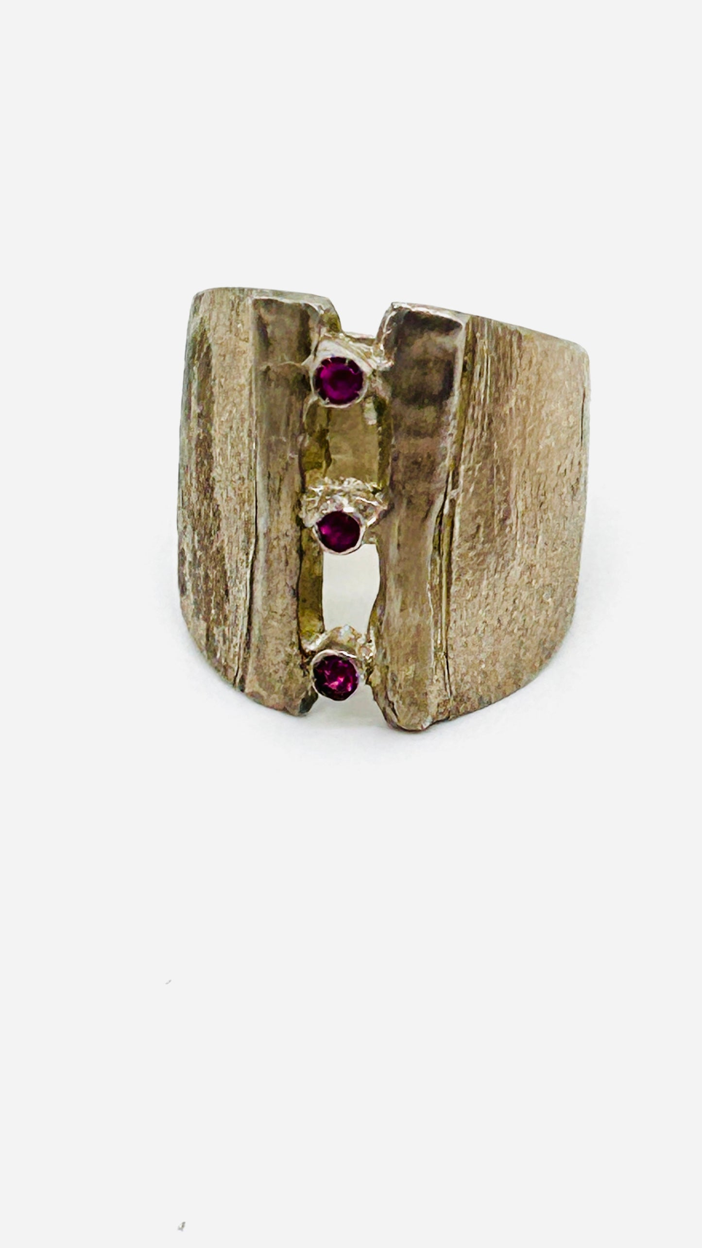 ANELLO EARTHQUAKE BRONZO E RUBINI