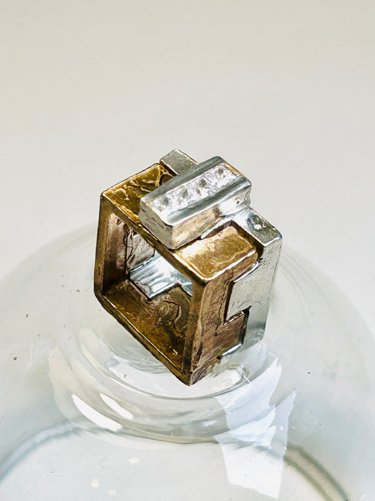 ANELLO EMBRACE IN BRONZO ARGENTO e DURALITI BIANCHE