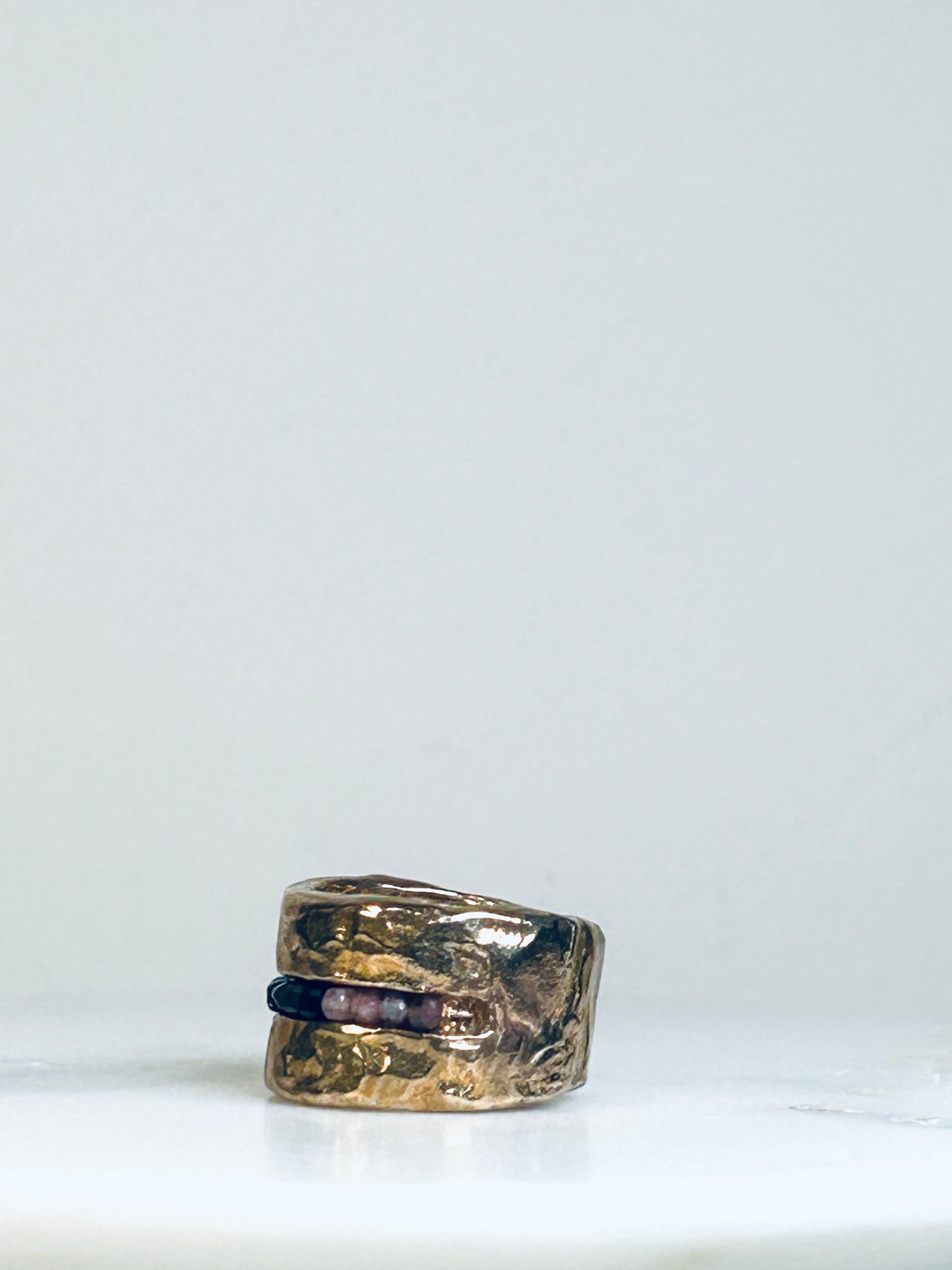 ANELLO FASCIA BRONZO TORMALINE MISTE