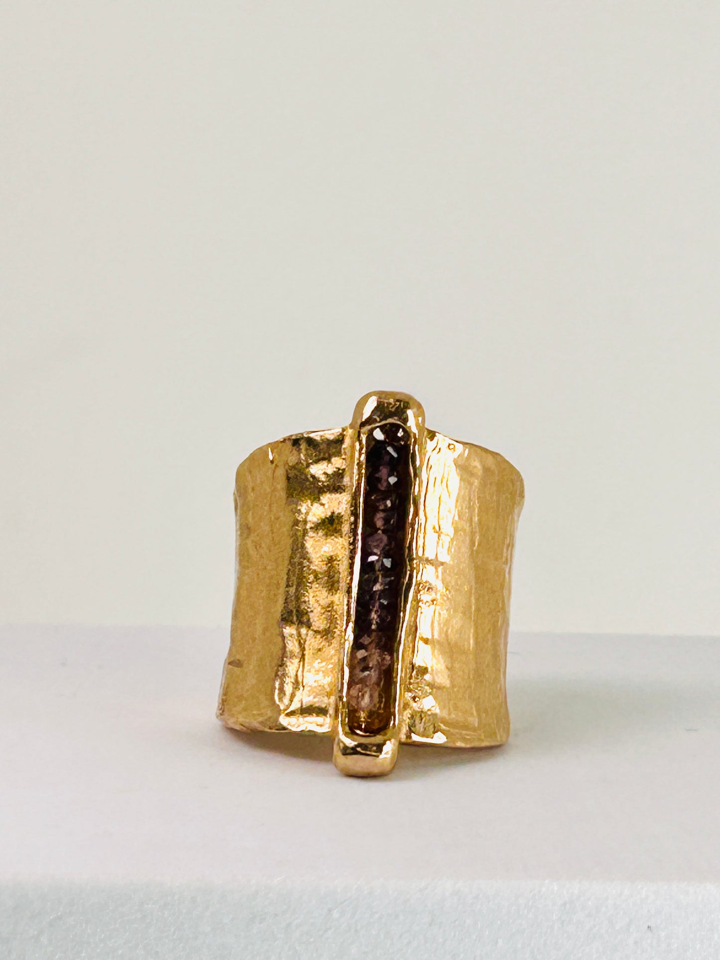 ANELLO KILIM FOGLIA VERTICALE -tormaline miste