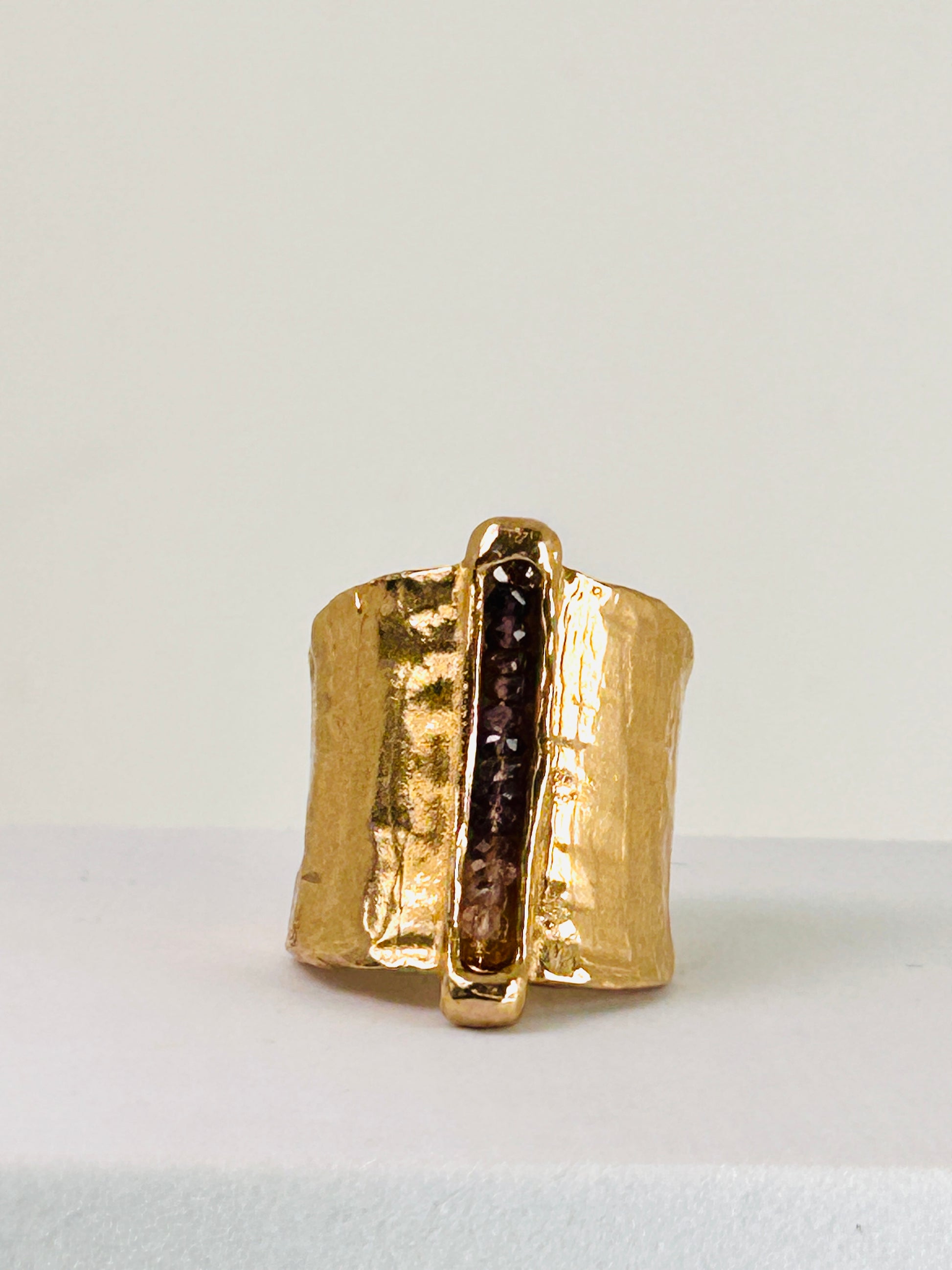 ANELLO KILIM FOGLIA VERTICALE -tormaline miste