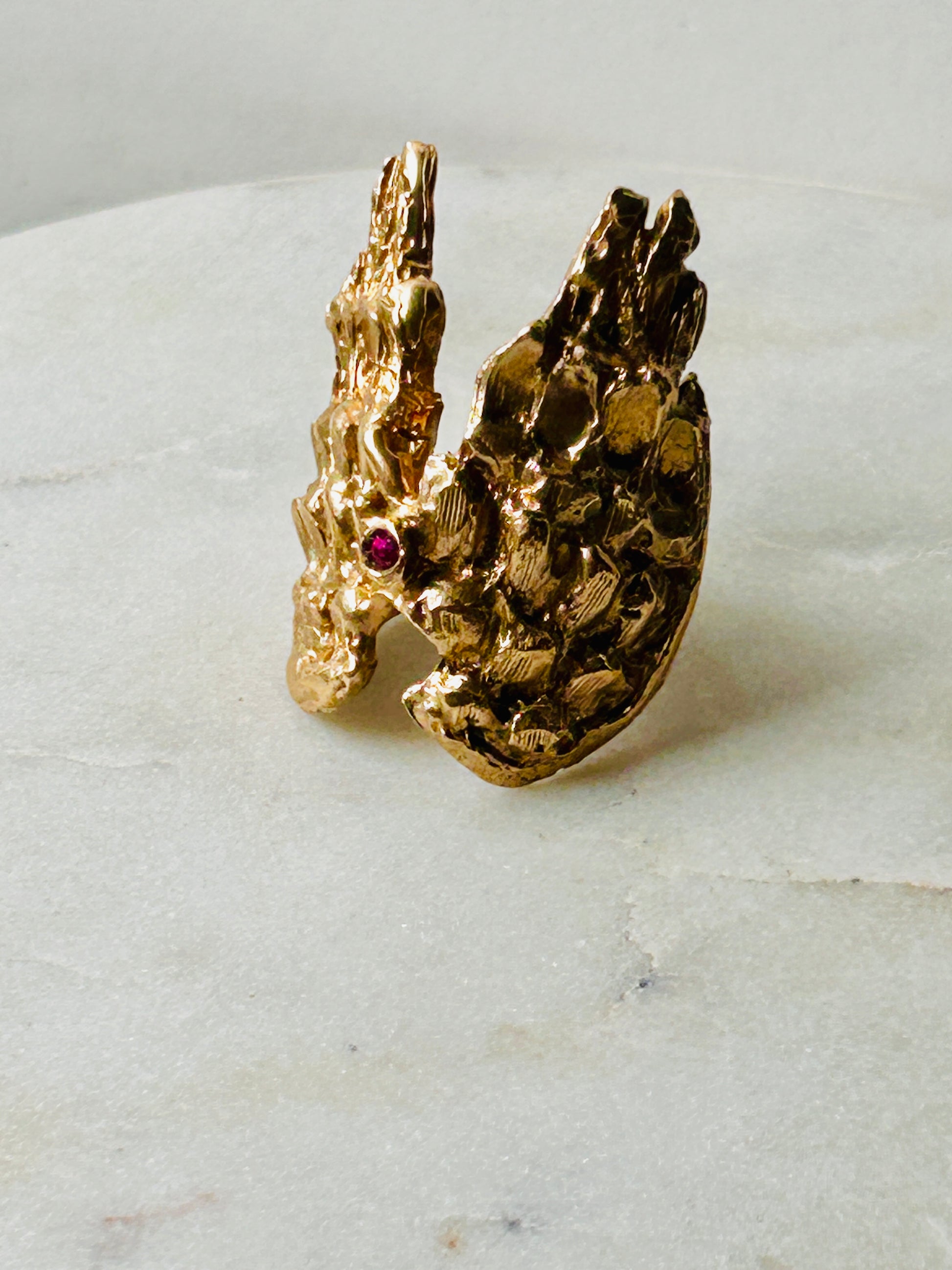 ring ANELLO ANGELS IN BRONZO E RUBINO CENTRALE