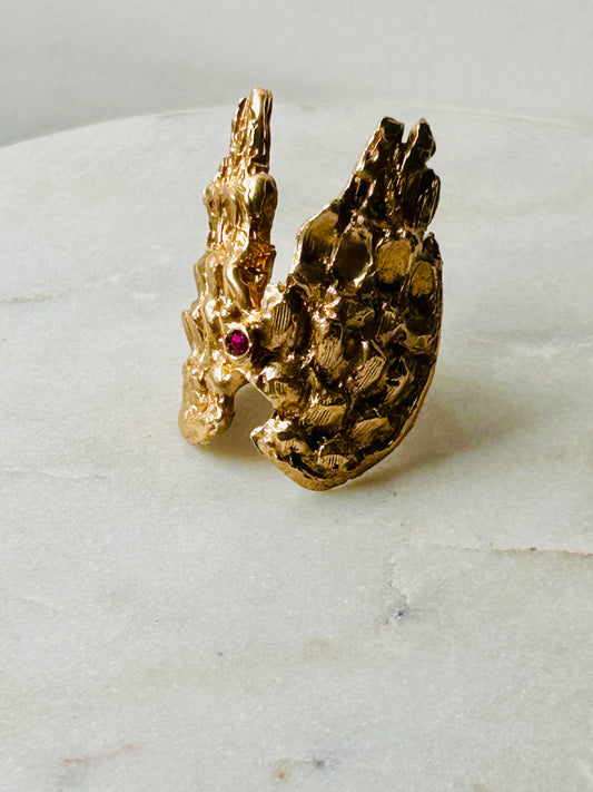 ring ANELLO ANGELS IN BRONZO E RUBINO CENTRALE