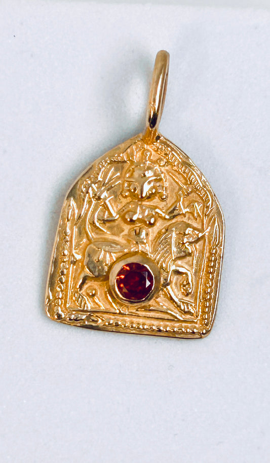 CIONDOLO DURGA E ZIRCONE GRANATO