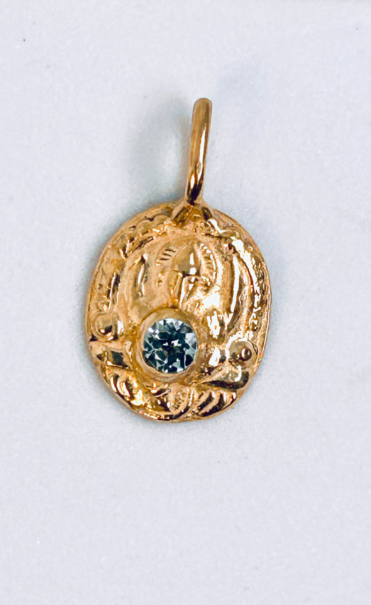 CIONDOLO GANESHA g1 IN BRONZO e TOPAZIO sfaccettato