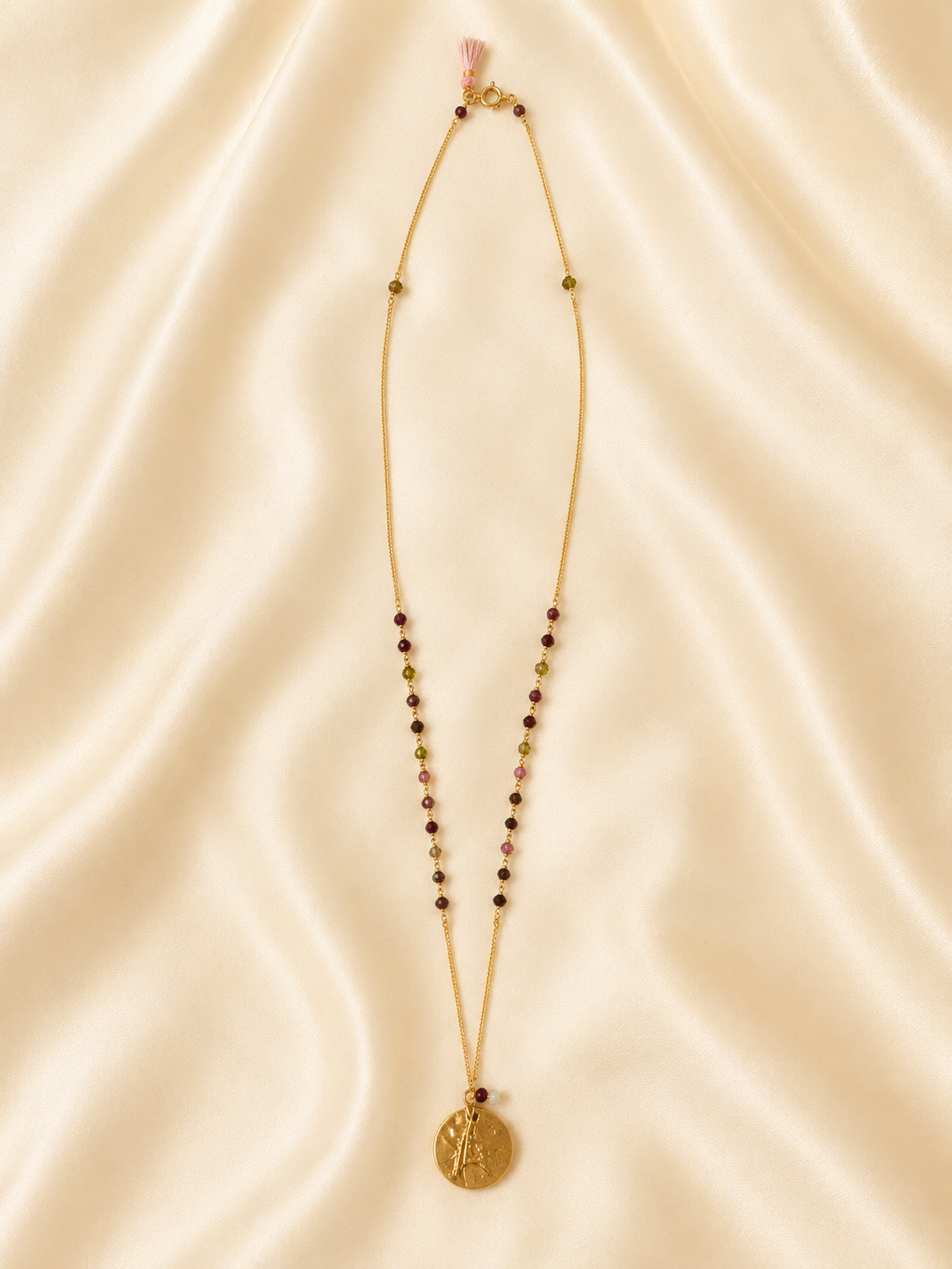 COLLANA MOON CON GRANATO E VESUVIANITE VERDE 