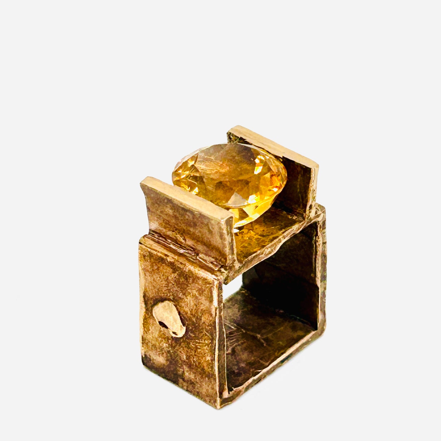 ANILLO CUADRADO GRANDE con cuarzo citrino amarillo