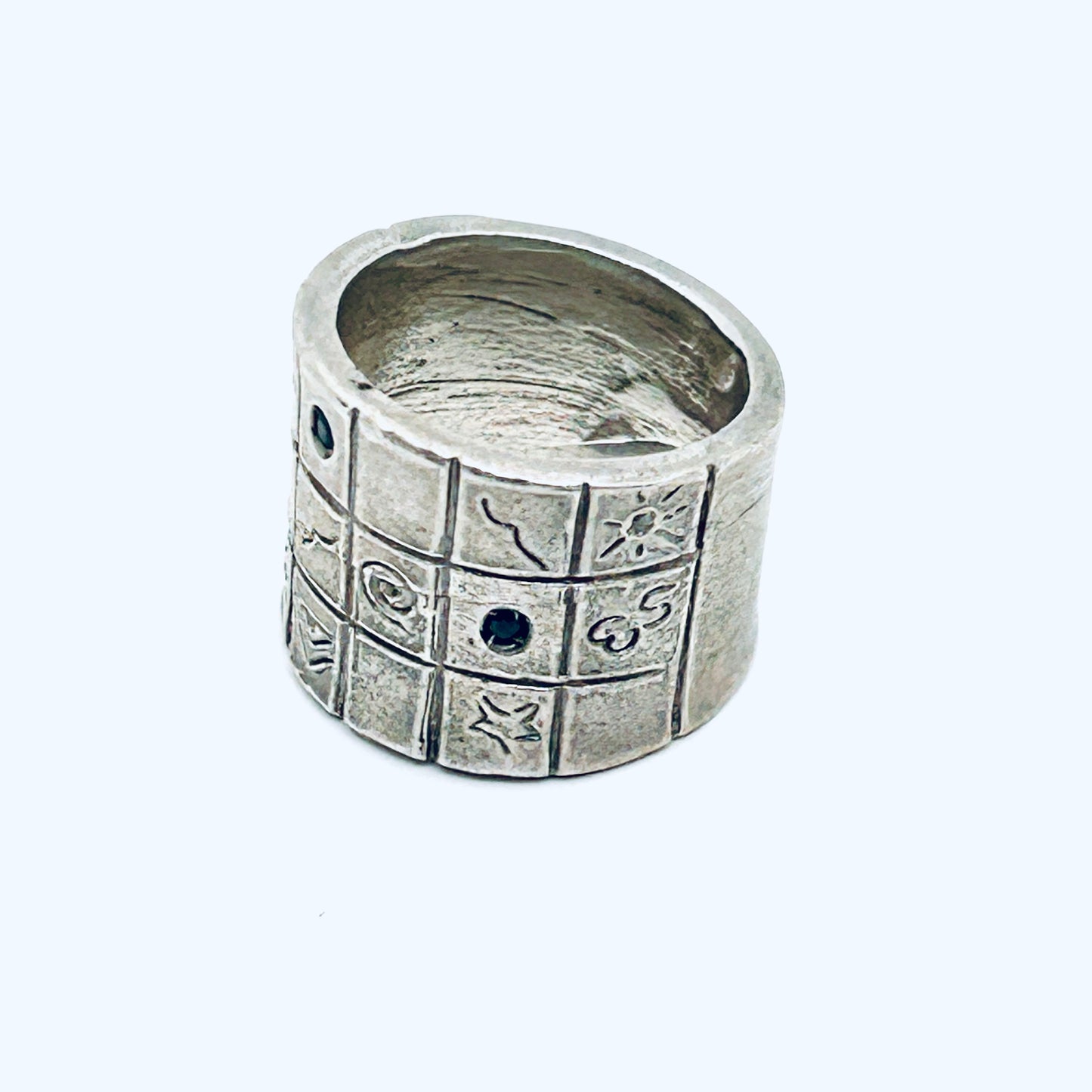 ANELLO SYMBOL ARGENTO E DIAMANTI NERI