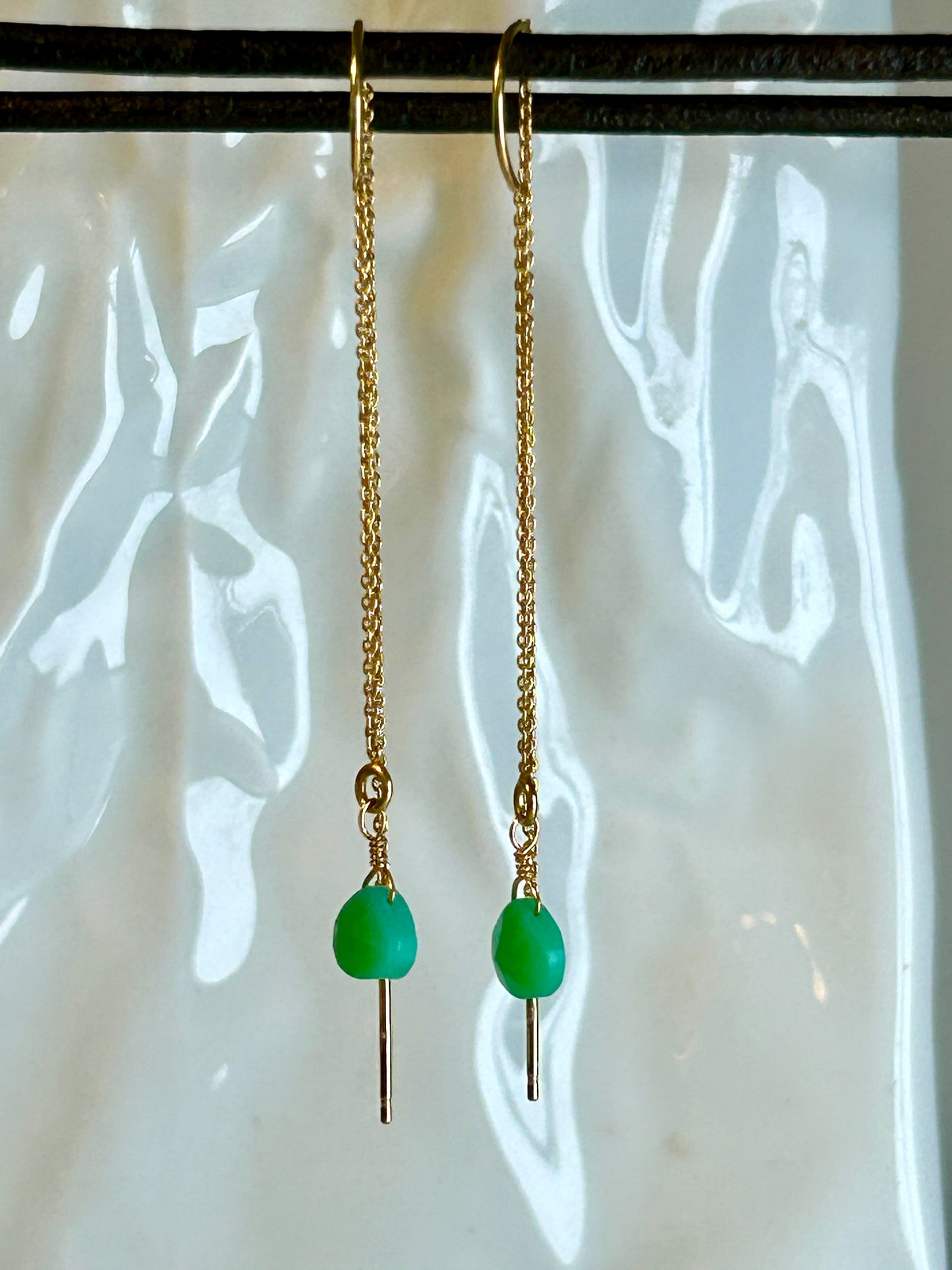 Orecchini LONG LIGHT con crisoprasio verde