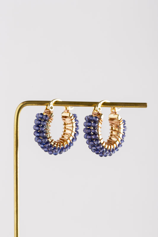 DOUBLE CREOLE EARRINGS in blue iolite