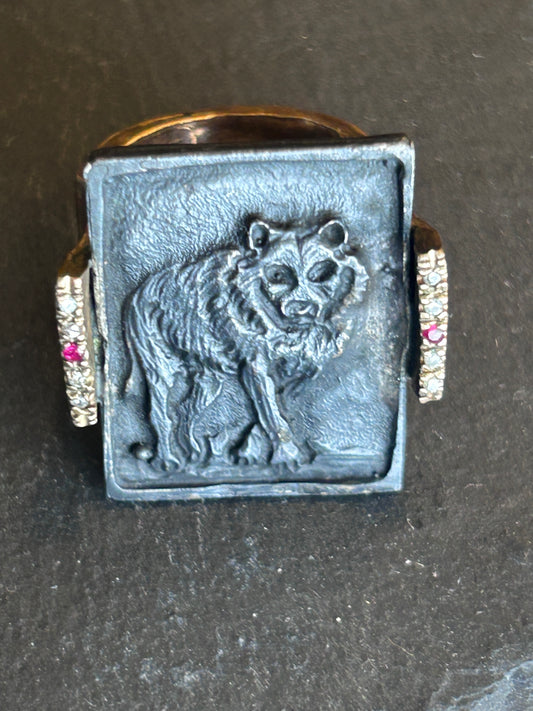 RING WOLF | Bronze and burnished silver wolf ring