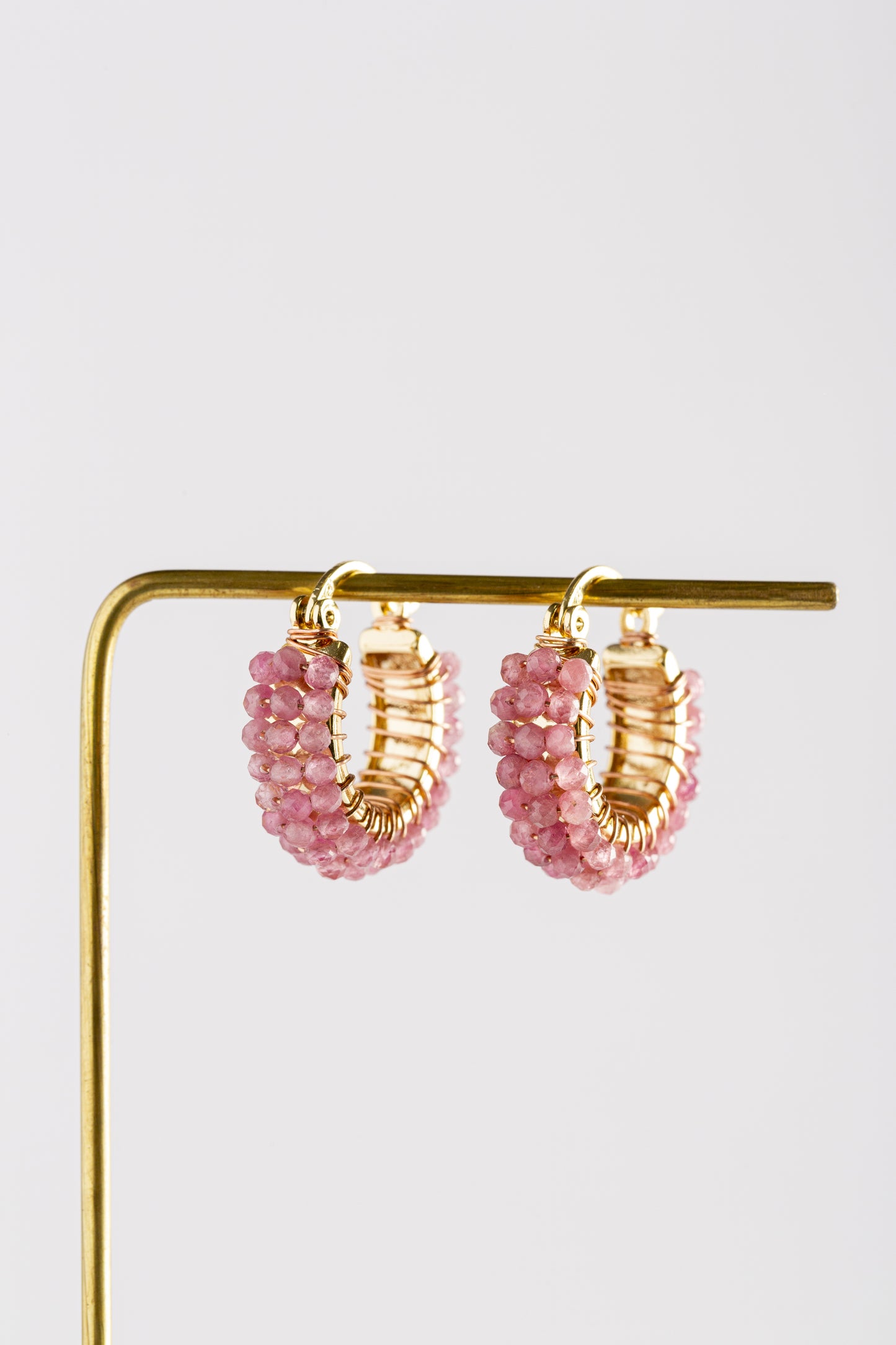 DOUBLE CREOLE EARRINGS rose quartz